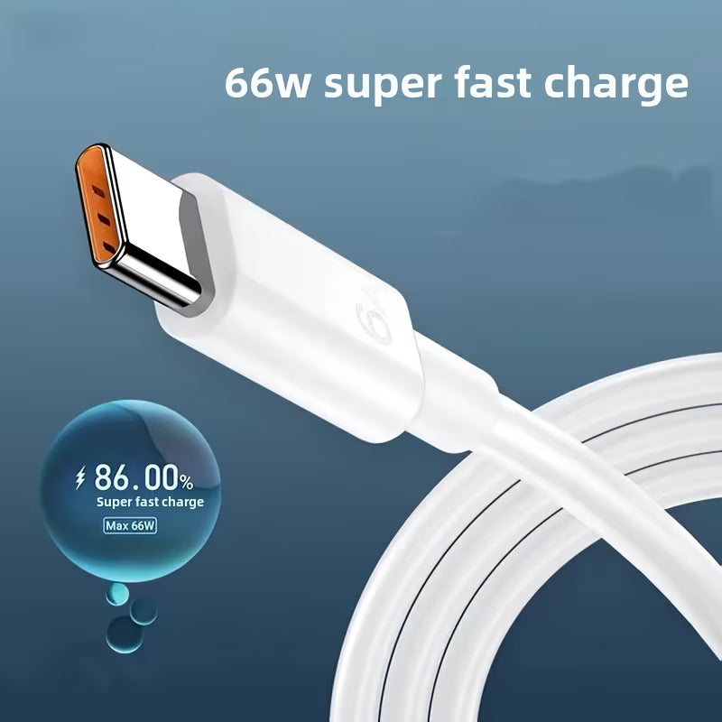 6A Rapid Charging Cable for Samsung S23 S22 S21, Mi 13, Huawei P40, OPPO, VIVO, Oneplus